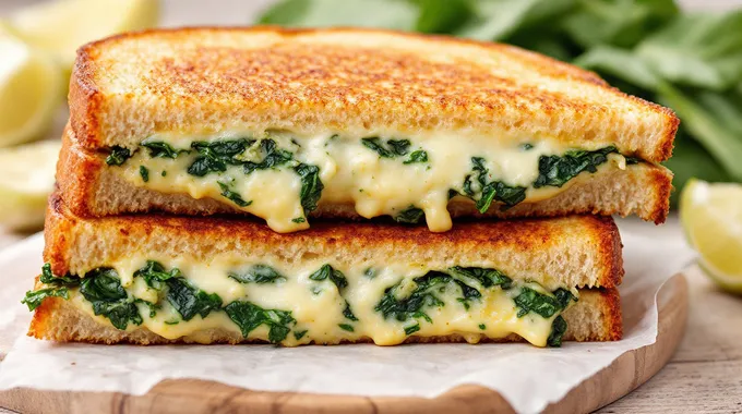 Spinach Artichoke Grilled Cheese Sandwiches