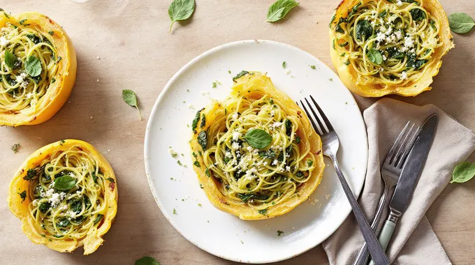 Spinach & Artichoke Spaghetti Squash Nests