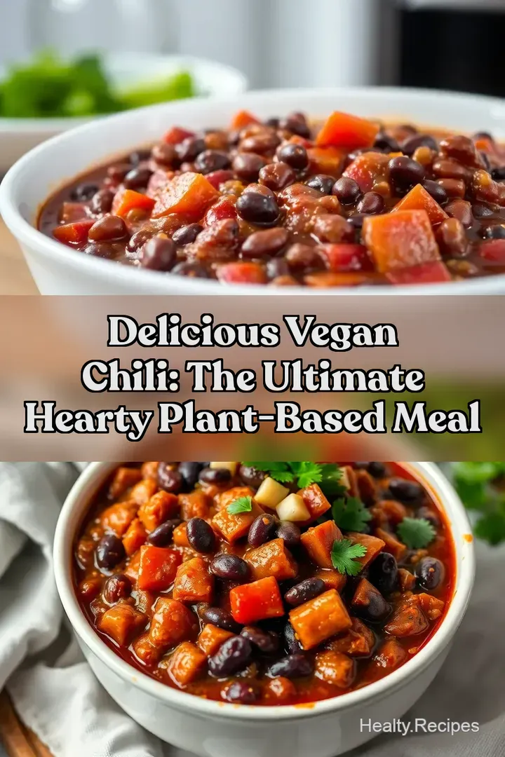 Delicious Vegan Chili: The Ultimate Hearty Plant-Based Meal : PIN FOR LATER Delicious Vegan Chili: The Ultimate Hearty Plant-Based Meal