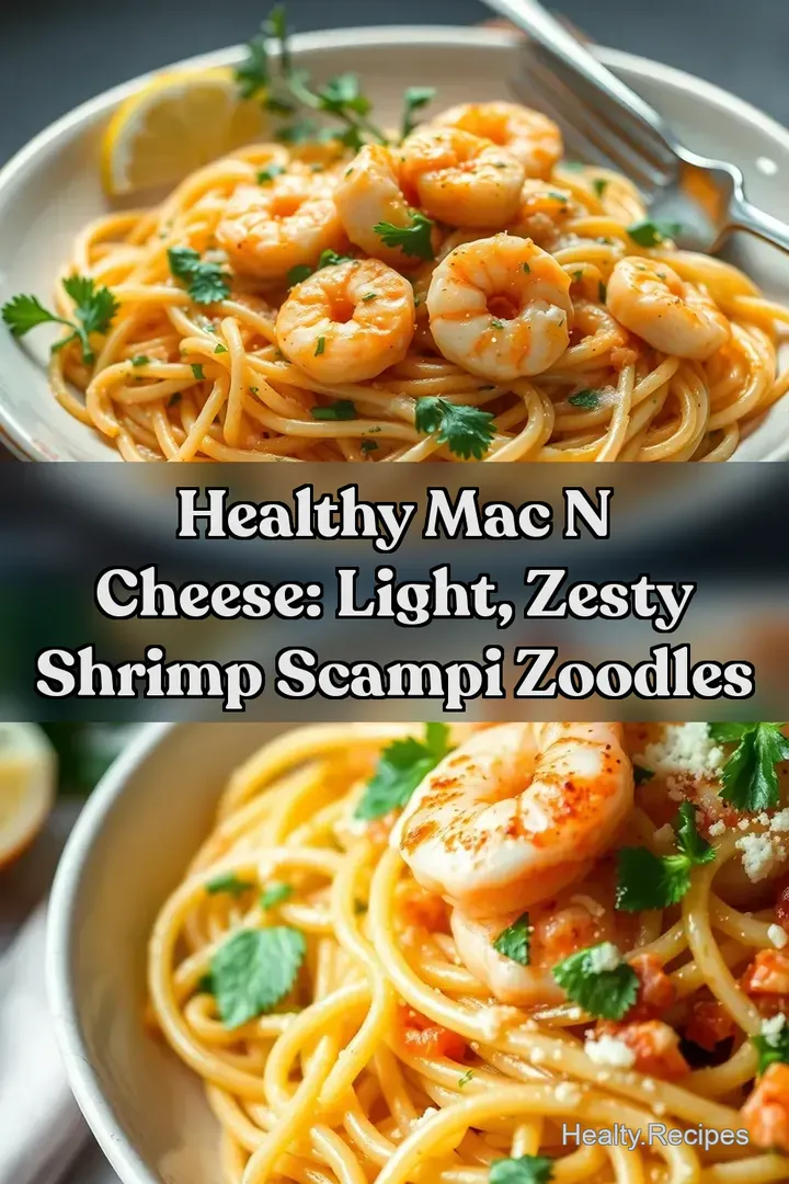 Healthy Mac N Cheese: Light Zesty Shrimp Scampi Zoodles : PIN FOR LATER Healthy Mac N Cheese: Light Zesty Shrimp Scampi Zoodles
