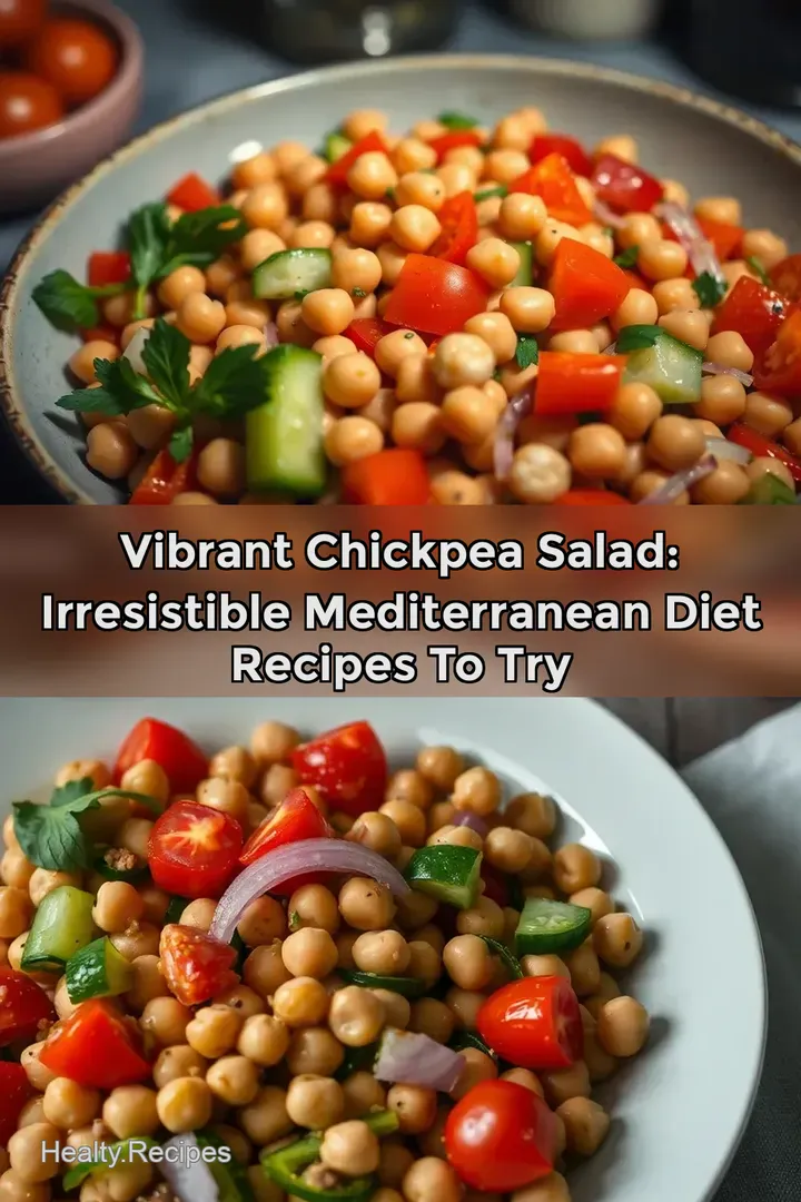 Vibrant Chickpea Salad: Irresistible Mediterranean Diet Recipes to Try : PIN FOR LATER Vibrant Chickpea Salad: Irresistible Mediterranean Diet Recipes to Try