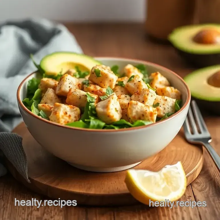 Bowl Avocado Chicken Low Carb Delight presentation
