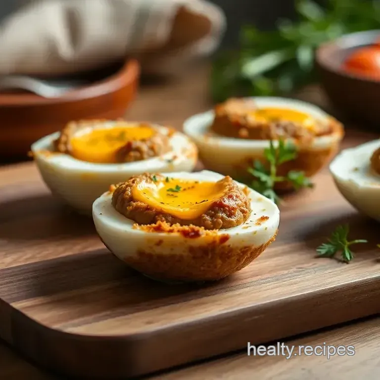 Baked Beef Scotch Eggs - Flavorful Snack Baked Beef Scotch Eggs with Spices