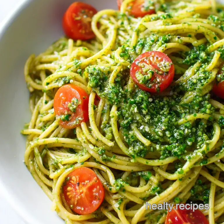 Bright & Bold Basil Pesto Pasta presentation