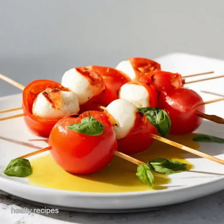 Bursting Caprese Skewers with Balsamic Glaze