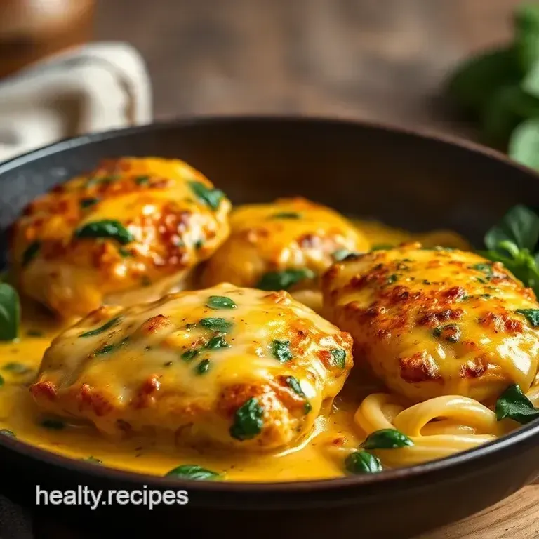 Skillet Cheesy Chicken with Spinach Delight