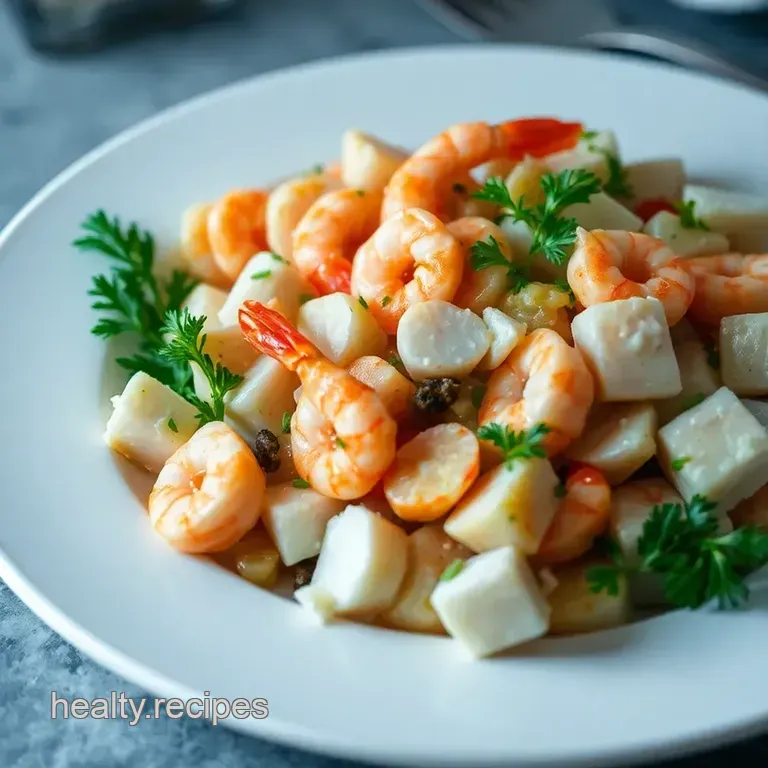 Coastal Classic Seafood Salad with Lemon-Dill Dressing presentation
