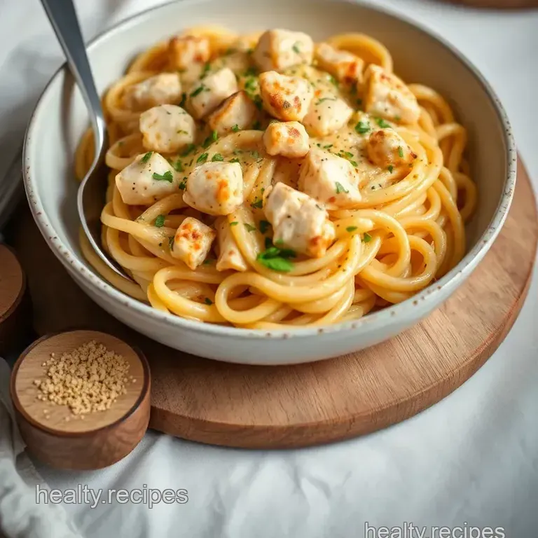 One-Pot Creamy Chicken Pasta Delight presentation
