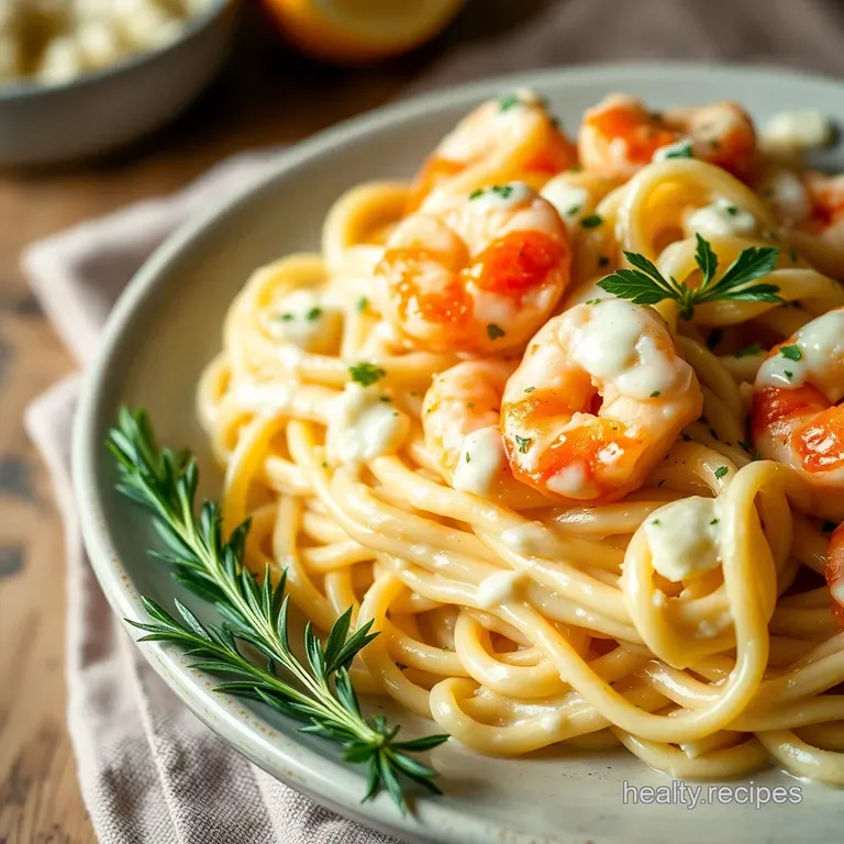 Creamy Dreamy Shrimp Alfredo Pasta presentation