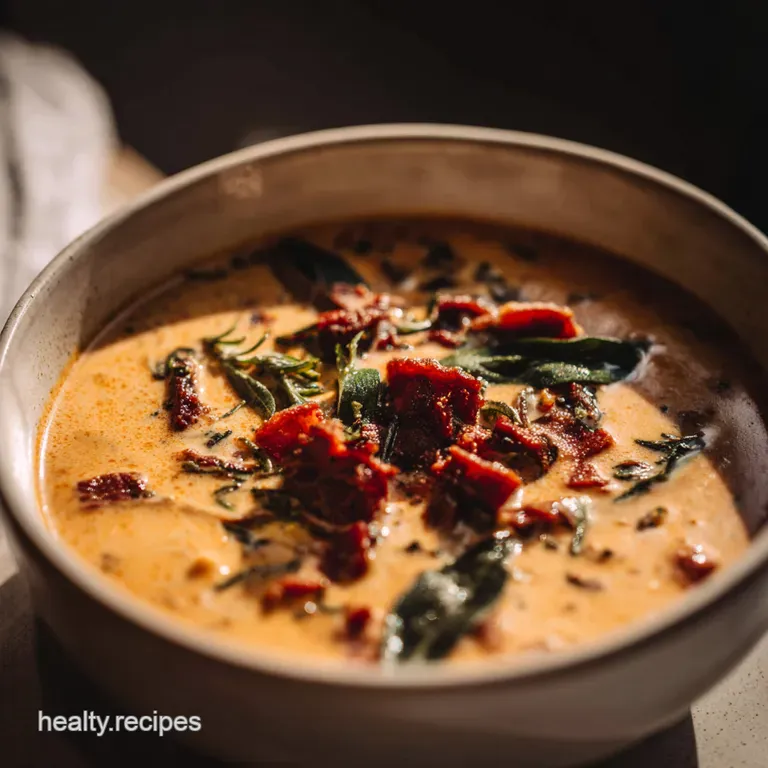 Creamy Keto Tuscan Sausage & Kale Soup presentation