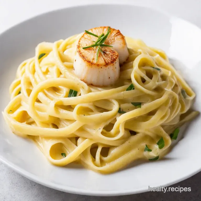 Creamy Lemon Herb Flat Noodles with Seared Scallops