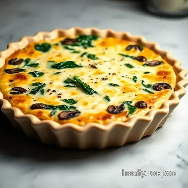 Creamy Mushroom and Spinach Quiche presentation