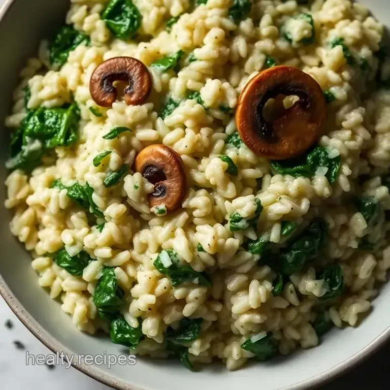 Creamy Spinach and Mushroom Risotto presentation
