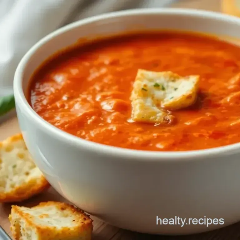 Creamy Tomato Soup with Grilled Cheese Croutons