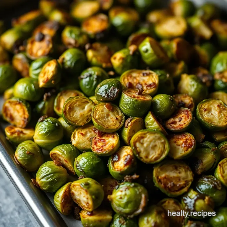 Crispy Roasted Brussels Sprouts with Balsamic Glaze presentation