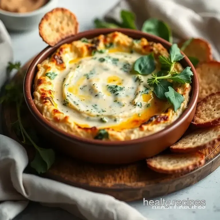 Creamy Baked Spinach Artichoke Dip presentation