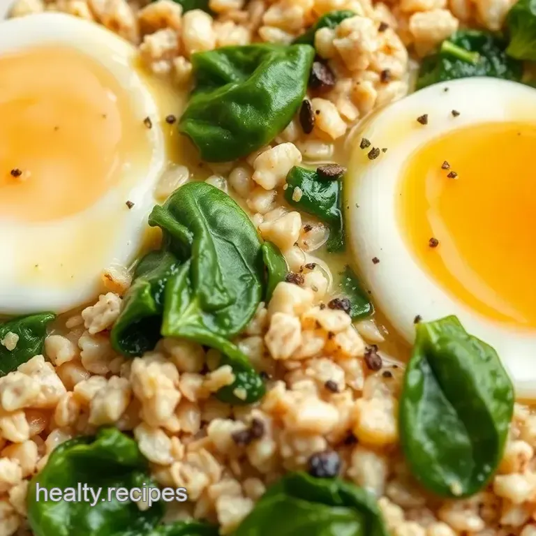 Savory Oatmeal with Spinach and Poached Egg presentation