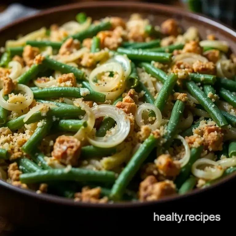 Elevated Homemade Green Bean Casserole presentation
