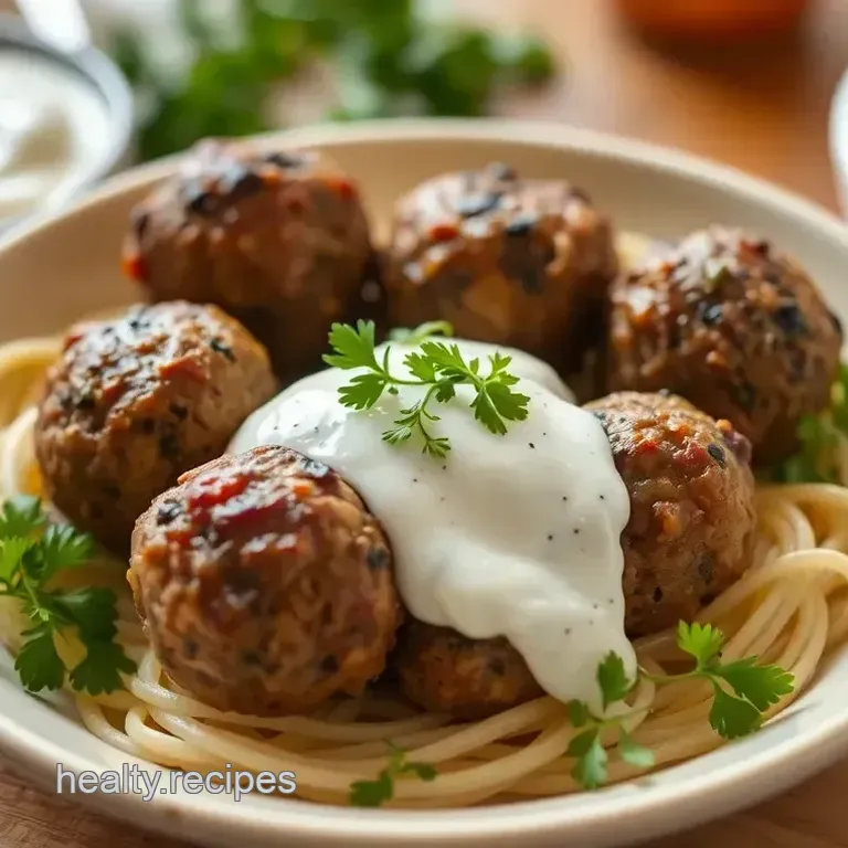 Cooked Low-Carb Meatballs with Tzatziki