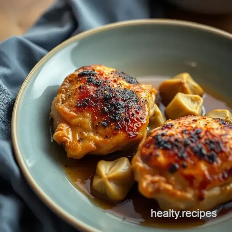 Sear Golden Chicken Thighs with Artichokes and Lemon Herb Sauce presentation