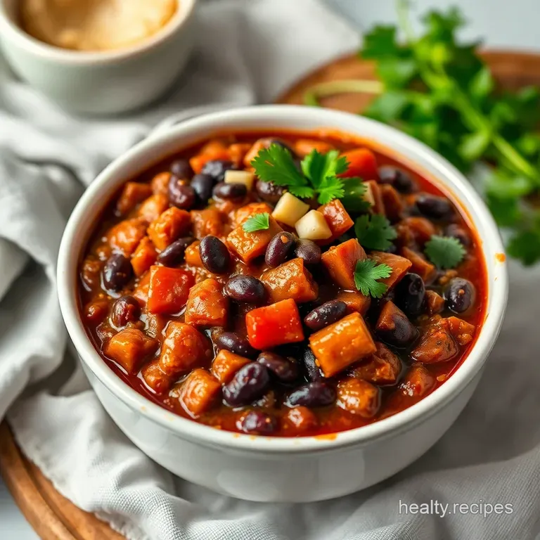 Hearty & Healthy Black Bean Chili presentation