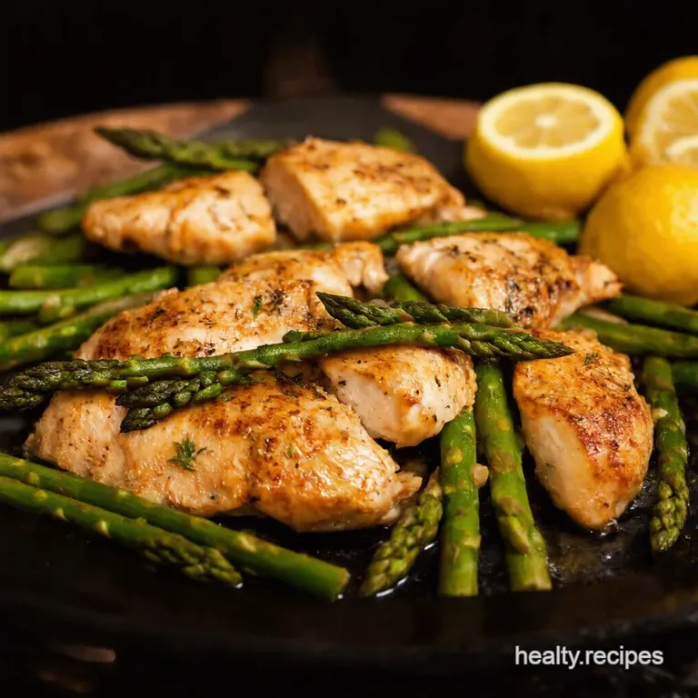 LemonHerb Crusted Chicken Breast with Roasted Asparagus presentation