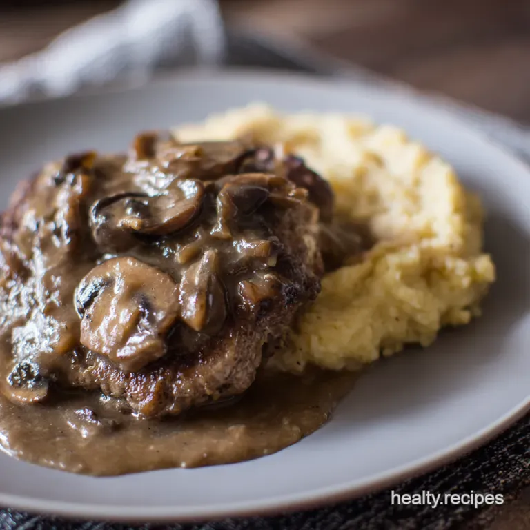 Pub Grub at Home: Chopped Steak with Rich Mushroom Gravy presentation