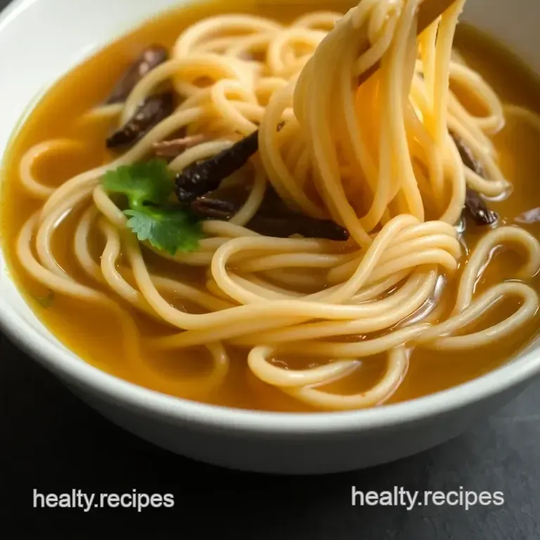 Satisfying Udon Noodles in Savory Soy Broth presentation