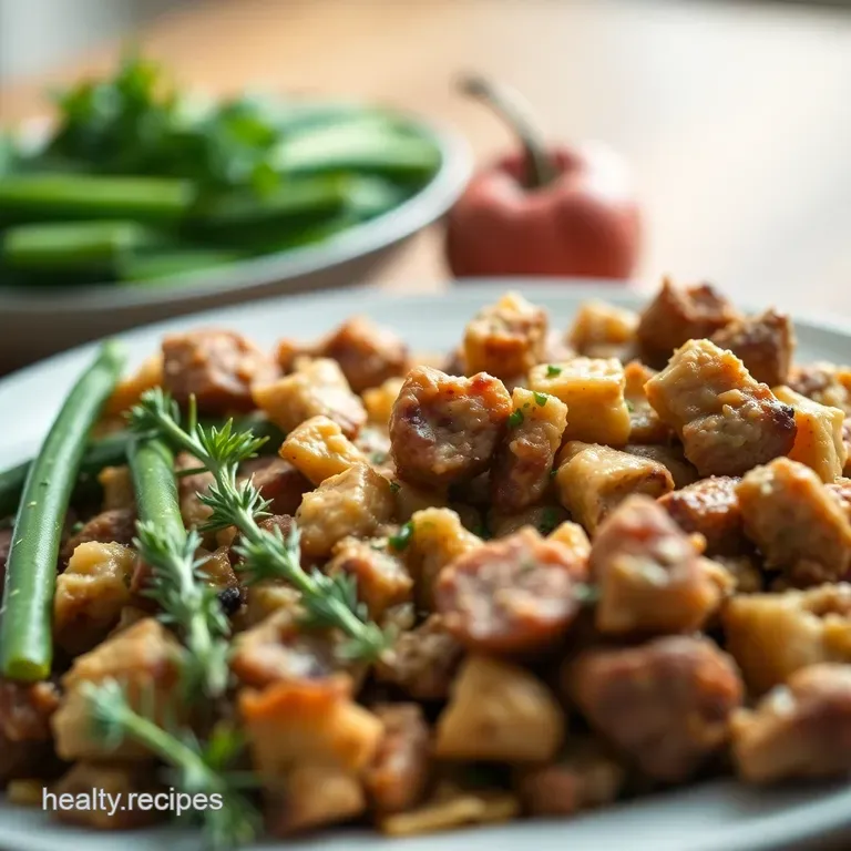 Savory Sausage &amp Herb Dressing (Stuffing) presentation