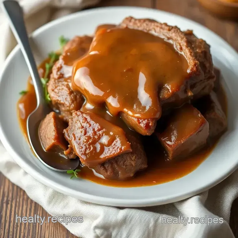 Tender Slow Cooker Beef Roast with Rich Savory Gravy presentation