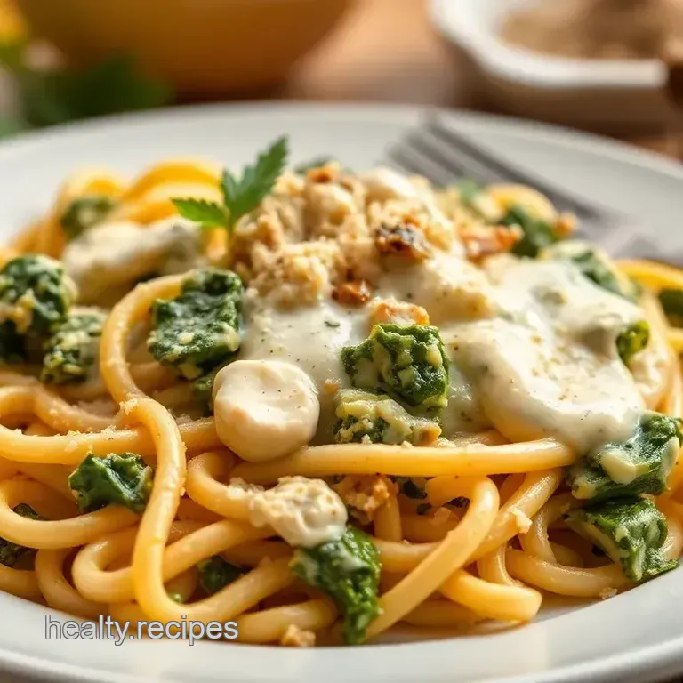 Baked Spinach Pasta with Creamy Artichokes