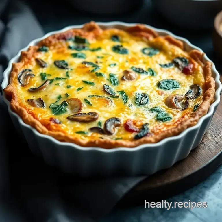 Spinach & Mushroom Quiche Lorraine presentation