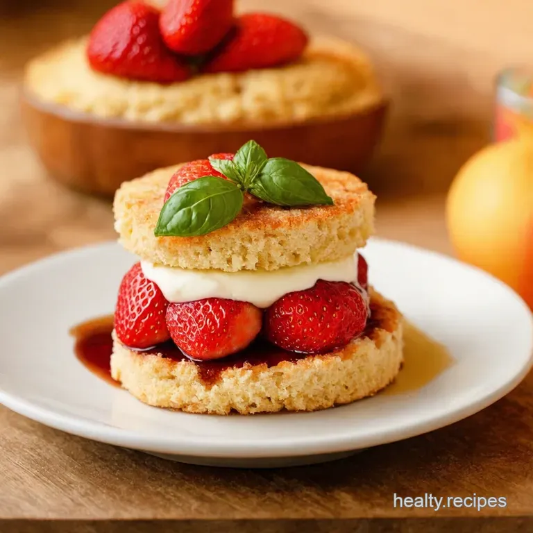 Strawberry Basil Shortcake with Balsamic Glaze presentation