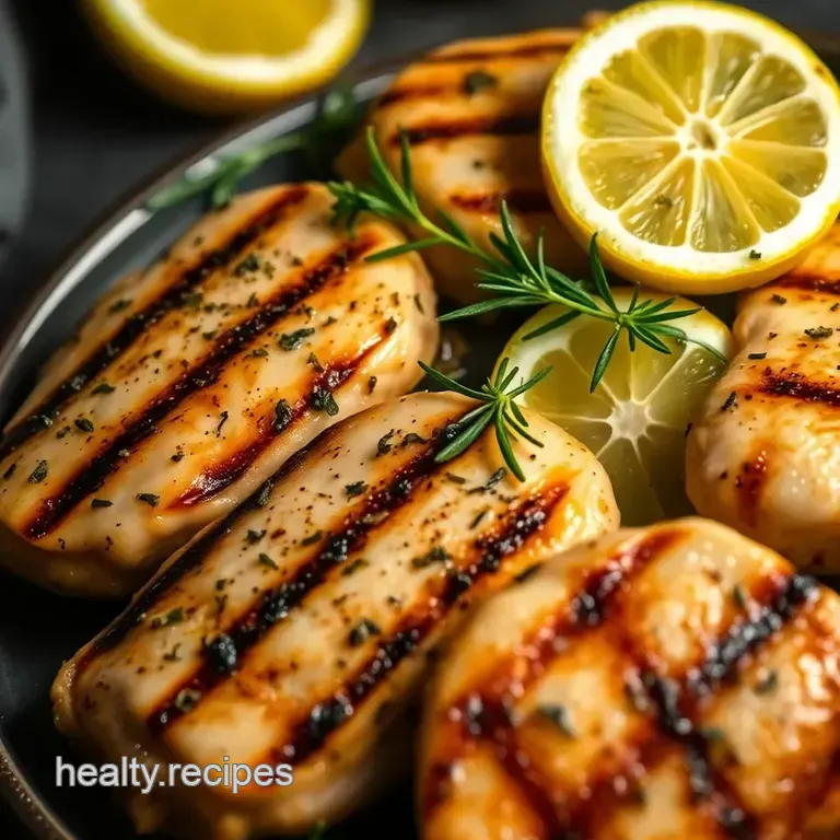 Zesty Grilled Lemon Herb Chicken with Quinoa Salad presentation