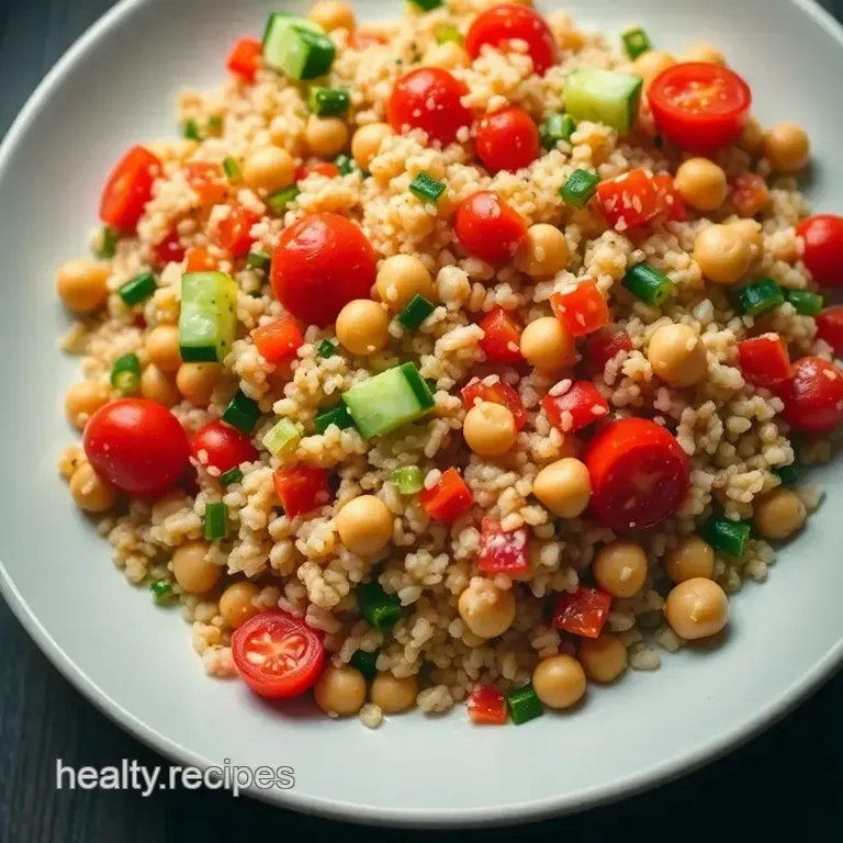 Zesty Quinoa & Chickpea Salad with Lemon-Tahini Dressing presentation